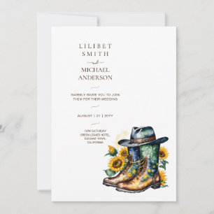Invitation Cowboy Mariage Anniversaire Baby shower Retraite
