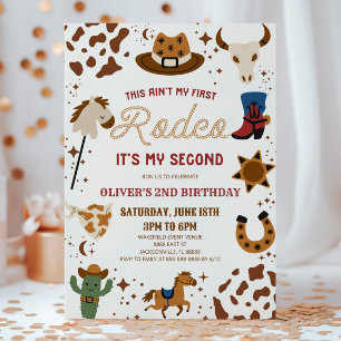 Invitation Cowboy My Second Rodeo 2e fête d'anniversaire