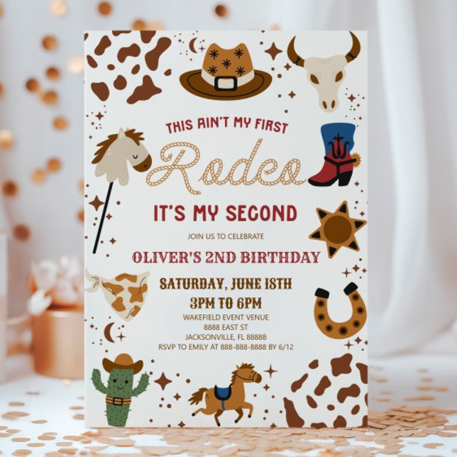 Invitation Cowboy My Second Rodeo 2e fête d'anniversaire (Créateur téléchargé)