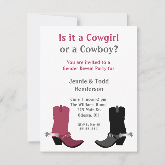 Invitation Cowboy ou cow-girl ? Le genre indiquent (Devant)
