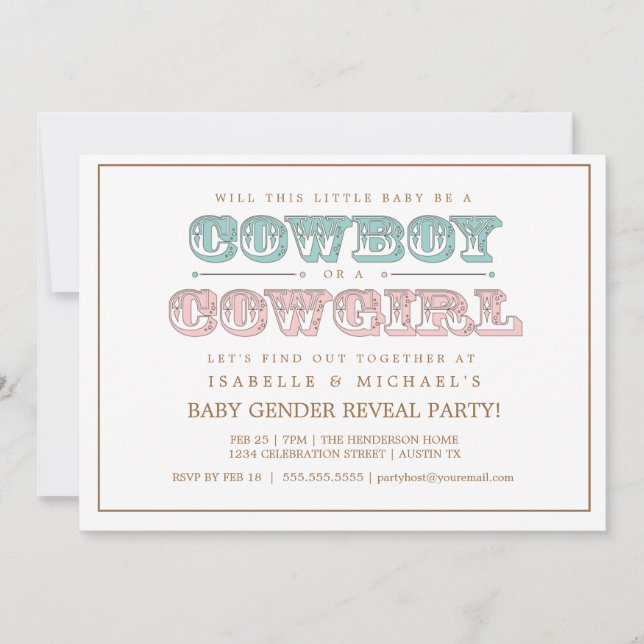 Invitation Cowboy ou Cowgirl Country Baby Genre Revevevela Pa (Devant)