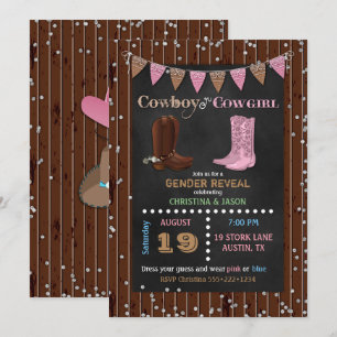Invitation Cowboy ou Cowgirl de tableau noir pour la révélati
