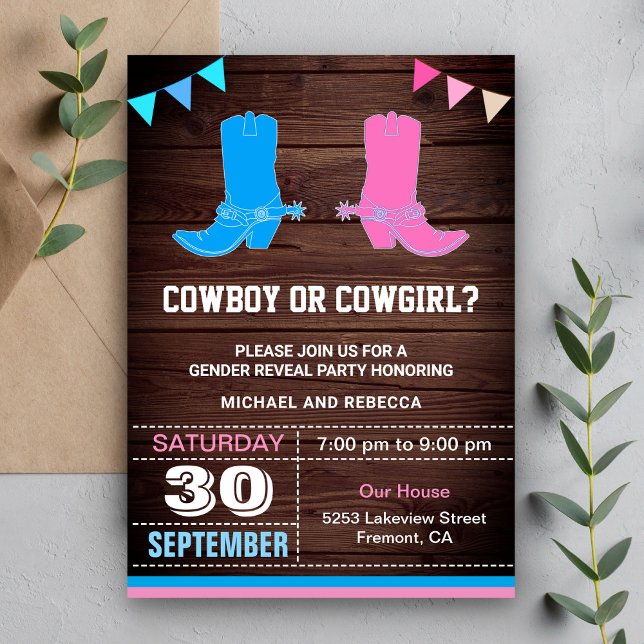 Invitation Cowboy ou Cowgirl Gender Revevela Party (Créateur téléchargé)