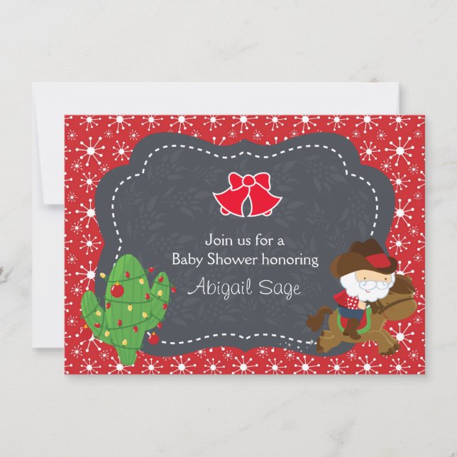 Invitation Cowboy Père Noël et Horse Holiday Baby shower Invi (Devant)