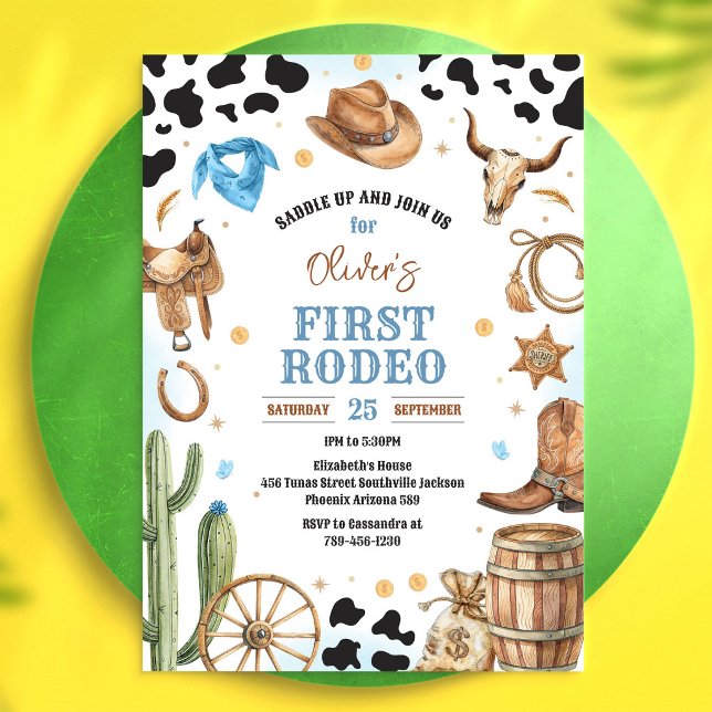 Invitation Cowboy Premier Rodéo Far West 1er Anniversaire  (Créateur téléchargé)