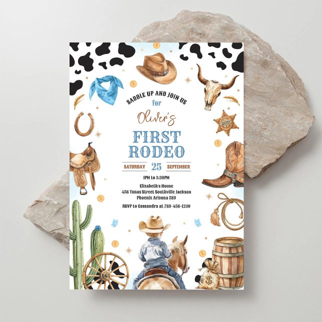 Invitation Cowboy Premier Rodéo Far West 1er Anniversaire  (Créateur téléchargé)