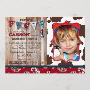 Invitation Cowboy Red Bandanna Western Thème Anniversaire
