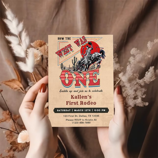 Invitation Cowboy Rodeo 1er Anniversaire Comment l'Occident é (Créateur téléchargé)