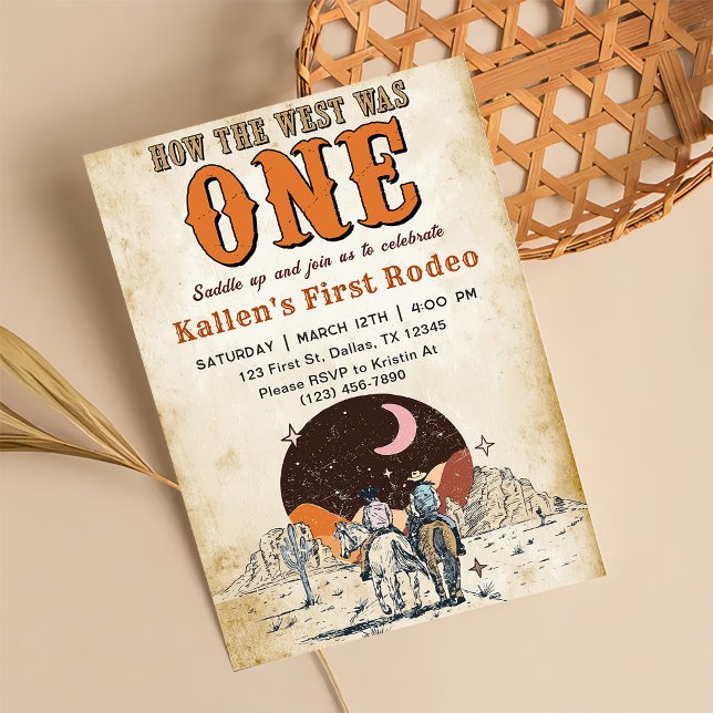 Invitation Cowboy Rodeo 1er Anniversaire Comment l'Occident é (Créateur téléchargé)