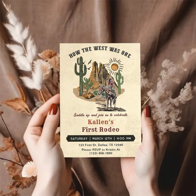 Invitation Cowboy Rodeo 1er Anniversaire Comment l'Occident é (Créateur téléchargé)