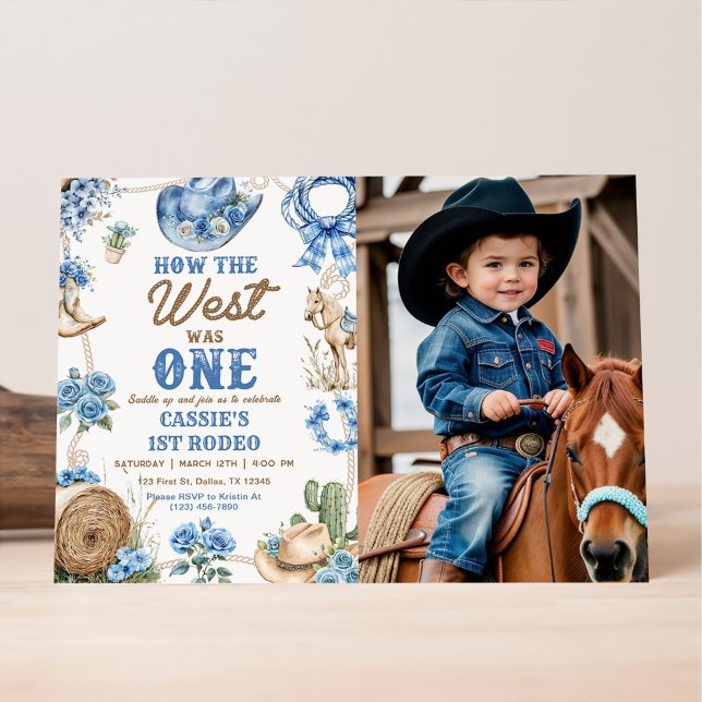 Invitation Cowboy Rodeo 1st Birthday How The West Was One Inv (Créateur téléchargé)