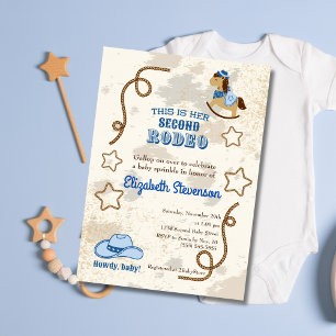 Invitation Cowboy Rodeo Howdy deuxième Baby shower Sprinkl