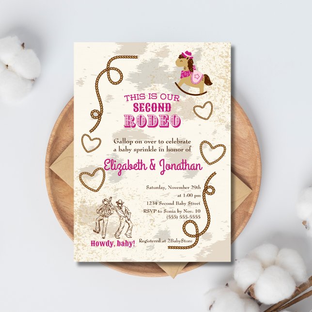 Invitation Cowboy Rodeo Rose Bonjour Bébé Shower Sprinkle (Créateur téléchargé)