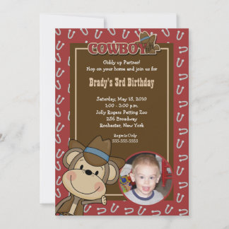 Invitation Cowboy singe occidental 5x7 *PHOTO* Anniversaire