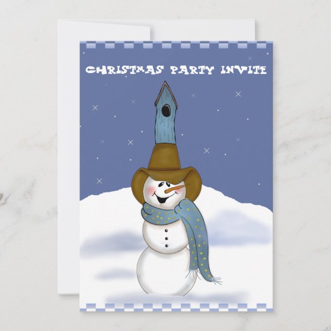 Invitation Cowboy Snowman avec Birdhouse (Devant)