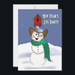 Invitation Cowboy Snowman fête de la Saint-Sylvestre<br><div class="desc">J'ai joué avec mon Cowboy Snowman pour créer cette nouvelle édition avec un oiseau rouge, la neige et le ciel étoilé.</div>