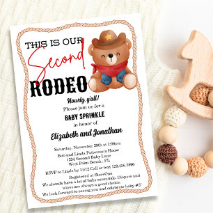Invitation Cowboy Teddy Bear Rodéo Rouge Second Baby Sprinky