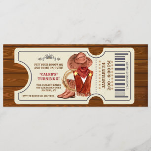 Invitation Cowboy Ticket Birthday Party