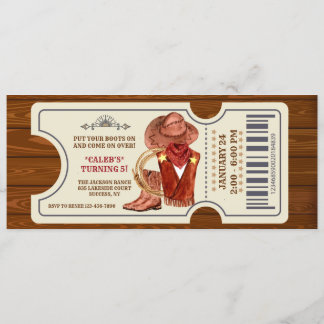 Invitation Cowboy Ticket Birthday Party