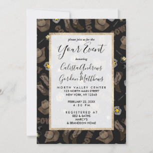 Invitation Cowboy Typographie Artsy Cool Aquarelle Brown