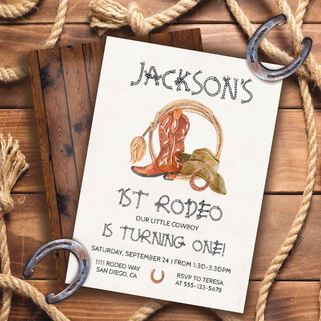 Invitation Cowboy western 1st Rodeo Anniversaire (Créateur téléchargé)