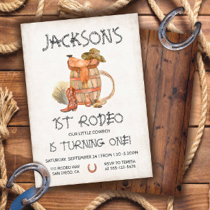 Invitation Cowboy western 1st Rodeo Anniversaire Fête Invitat