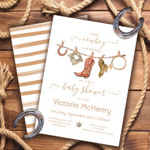Invitation Cowboy Western Baby Boy Clothesline Baby shower