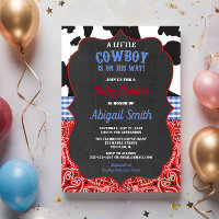 Cowboy western red bandana bleu garçon baby shower