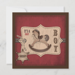 Invitation Cowboy Western Rocking Horse Baby shower