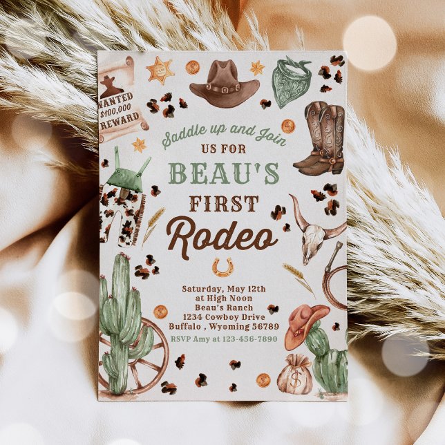 Invitation Cowboy Wild West 1er Rodeo Ranch fête d'anniversai (Créateur téléchargé)