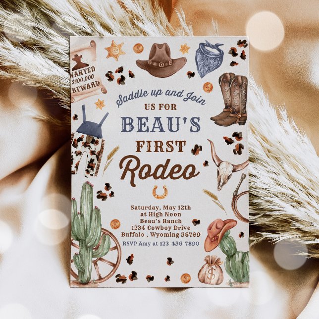 Invitation Cowboy Wild West 1er Rodeo Ranch fête d'anniversai (Créateur téléchargé)