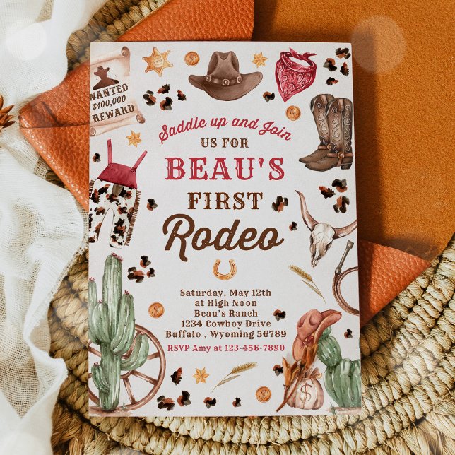 Invitation Cowboy Wild West 1er Rodeo Ranch fête d'anniversai (Créateur téléchargé)