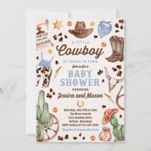 Invitation Cowboy Wild West Rodeo Ranch Baby shower garçon