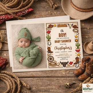 Invitation Cowboy Wild West Rodeo Ranch | Bébé rustique occid