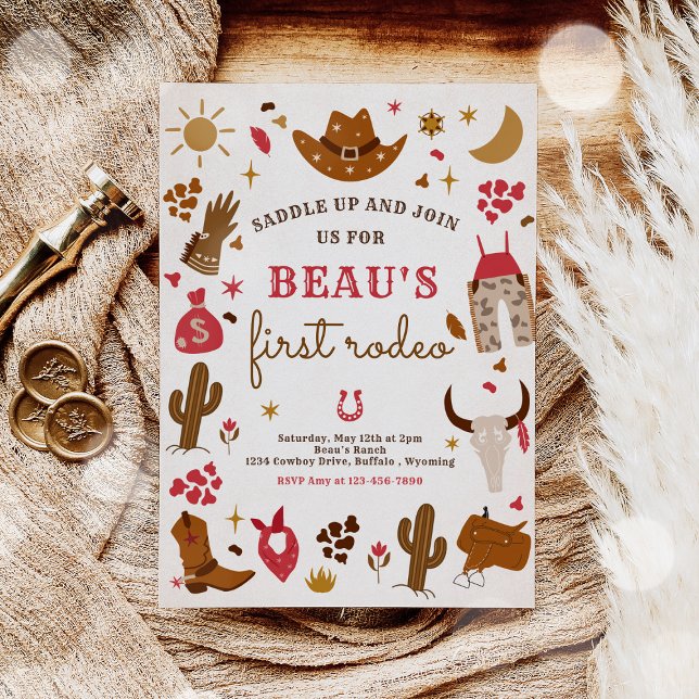 Invitation Cowboy Wild West Rodeo Ranch fête d'anniversaire (Créateur téléchargé)
