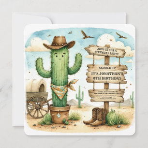 Invitation Cowboy Wild Western Cactus fête d'anniversaire