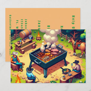 Invitation Cowboys de l'Ouest Cuisine Grill Personnalisé 