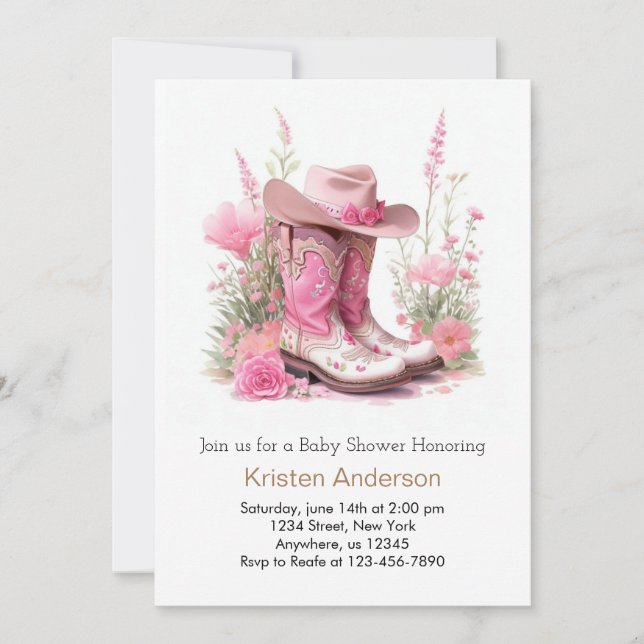Invitation Cowboy's Wild West Adventure Cowgirl Baby shower (Devant)
