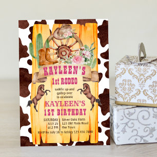 Invitation Cowgirl 1er rodéo chevaux western anniversaire