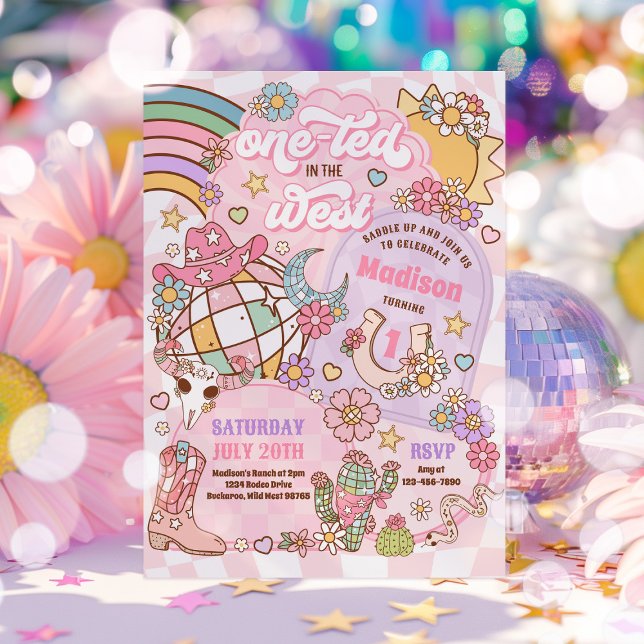 Invitation Cowgirl 1st Rodeo One-ted En Occident 1er Annivers (Créateur téléchargé)