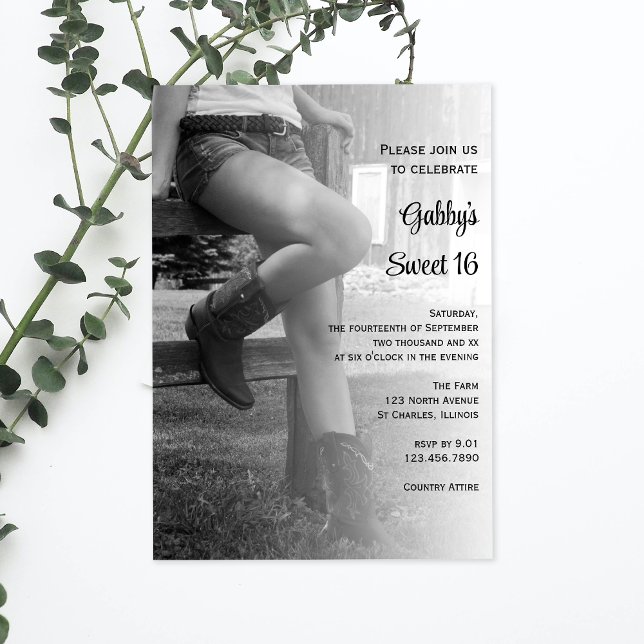 Invitation Cowgirl and Fence Barn Party Sweet 16 Anniversaire (Créateur téléchargé)