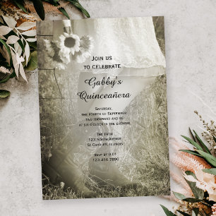 Invitation Cowgirl and Sunflowers Country Quinceañera Party