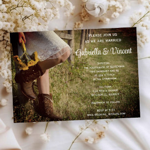 Invitation Cowgirl and Sunflowers Pays Mariage occidental