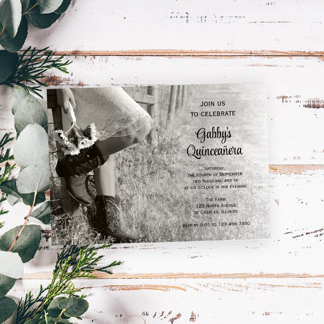 Invitation Cowgirl and Sunflowers Pays Western Quinceañera (Créateur téléchargé)