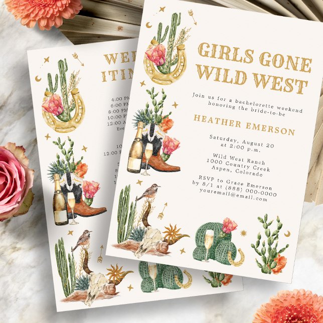 Invitation Cowgirl Bachelorette (Girl Gone Wild West Cowgirl Bachelorette Invitation by Painted Paperie
)