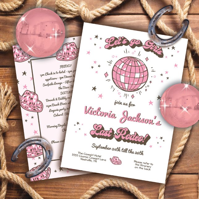 Invitation Cowgirl Bachelorette Itinéraire Allons les filles (Créateur téléchargé)