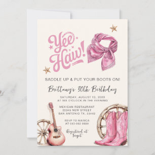 Invitation Cowgirl Birthday Boots & Bows 30th Birthday