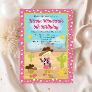 Invitation Cowgirl Blonde Anniversaire Enfant Thème Western
