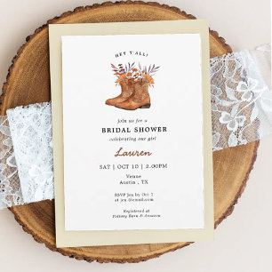 Invitation Cowgirl Boots Rustic Western Bride douche