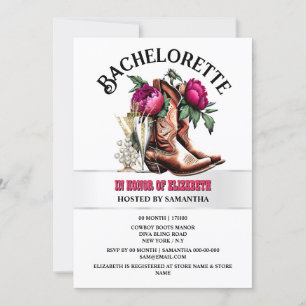 Invitation Cowgirl bottes western magenta brun bubbly chic